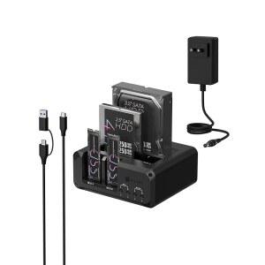 4 베이 NVMe M.2 및 SATA SSD/HDD 하드 드라이브 도킹 스테이션, ICY BOX USB-C 10Gbps 리더, SATA에서 인클로저, 2.5/3.5 최대 48TB, 개별 전원 스위치, 도구 없음