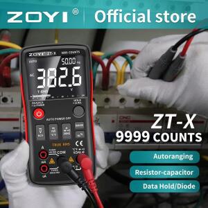 디지털 멀티미터 ZOYI ZT-X T-RMS 자동 범위 EBTN LCD DC 전압계 캐패시터 옴 온도 Hz NCV 테스터