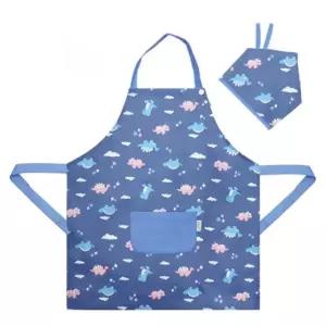 핸드메이드 아동용 버튼형 앞치마 공룡 네이비 기본앞치마 찍찍이앞치마 (W7B0EE2)