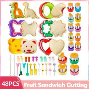30 48PCS 샌드위치 커터  설정 음식 쿠키 빵  메이커 과일 야채 모양 절단 어린이 베이킹 도구