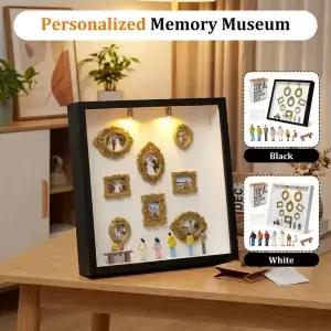 미니 박물관 사진 앨범 실루엣 박스 DIY 스타일리쉬하고 추억 전시 키트 조각상 및 금색 프레임