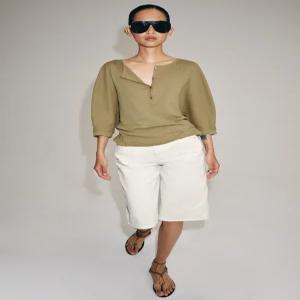 ZARA ZW 컬렉션 미드라이즈 데님 버뮤다 팬츠 - 화이트 7223/241/250