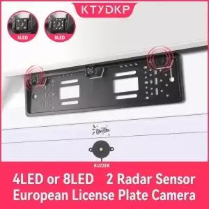 3 in 1 자동차 후방 카메라 및 주차 센서 키트 EU 번호판 홀더 포함 12V 범용 시스템 오디오 알림 기능