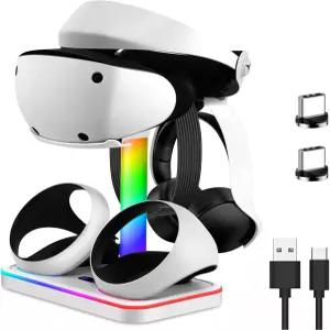 플레이스테이션 VR2용 JDGPOKOO 충전 스탠드 헤드셋 디스플레이 있는 PSVR 2용 LED 표시기가 PS5 컨트롤러