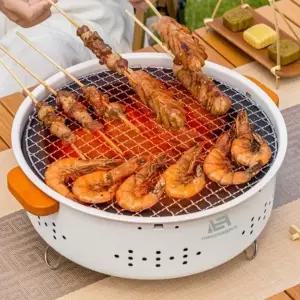 (선택 원형바베큐그릴k30)원형 캠핑 바베큐그릴 숯불 화로대 차박 야외 휴대용 꼬치 석쇠 보관가방 세트