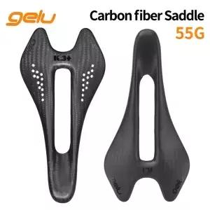젤루 자전거 풀 카본 파이버 안장 초경량 55g 통기성 산악 시트 쿠션 MTB/로드