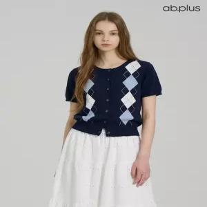 [ab.plus] 아가일 라운드넥 반팔 니트 가디건 (LSA2MY33A)
