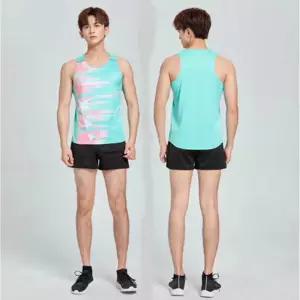 육상 경기복 달리기 조끼 유니폼 런닝복 싱글렛 세트 남자 훈련 마라톤 및 여성 반바지