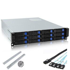 RackChoice M-ATX/Mini-ITX 2U 랙마운트 깊이 54.6cm(21.5인치) 팬, 6Gbps ATX 미니사-SATA 및 지원, 슬라이딩 레일 포함 PSU 케이블 섀시 120mm 핫스왑 서버 12베이