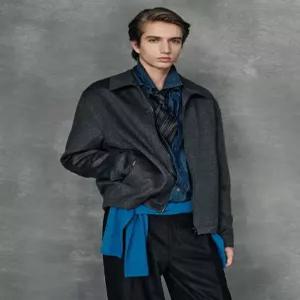 닥스 남성 25FW 그레이 캐시미어 100% 블루종 점퍼 DMJU5D091G2