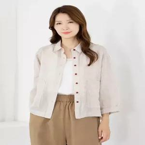 [모슬린]엄마옷 여름 린넨 마 카라 자켓 605FGH318 마담중년여성빅사이즈50대60대