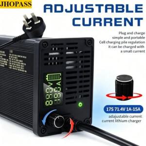 조절 가능 전류 71.4V 1A~15A LCD 17S 스마트 리튬이온 LiFePO4 리튬 배터리 충전기 220V 지게차 바닥 청소