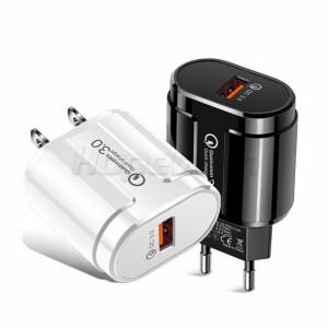 단일 포트 USB QC 3.0 충전기 EU/US 전원 플러그 휴대폰 고속 충전 어댑터 충전기 범용 충전기 18W 10 개/