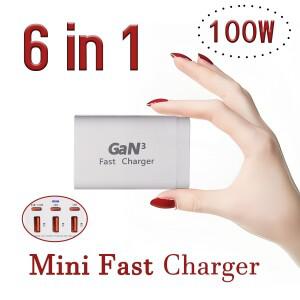 100W 3A3C 6포트 GaN 고속 충전기 노트북 휴대폰 시계  기타 기기의 여행용 충전에 적합