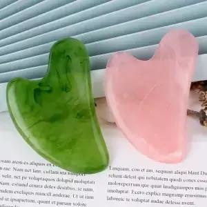 괄사 수지 Gua Sha 마사지 보드 페이스 로즈 핑크 Guasha 플레이트 옥 스크레이퍼 도구 넥 백 바디