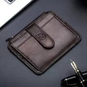 BULLCAPTAIN 가죽 RFID 차단 지퍼 카드 소지자 신용 카트 지갑 미니 슬림 및 ID 남자 비즈니스