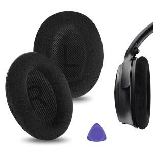 보스 뉴 콰이어트컴포트용 지크리아 컴포트 벨루어 이어 패드 QC 45 / 35II 게이밍 35 25 15 SE AE 2 2I 2W 사운드트루 사운드링크 AE2 헤드폰 쿠션 및 비디오 가이드(블랙)