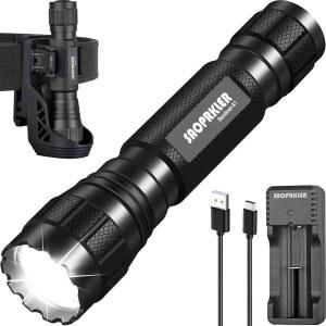 SAOPRKler 전술 손전등 하이 루멘-폴리스 1200 LM 손전등과 듀티 벨트용 홀스터, 캠핑용 싱글 모드 LED / 법 집행 기관-센티넬-X1