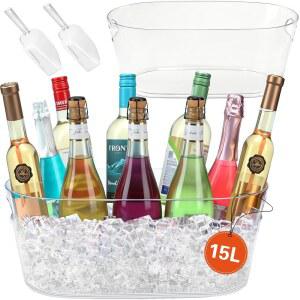 파티용 대형 아이스 버킷 15L 샴페인 아이스 버킷 2팩 샴페인 맥주용 스쿱 휴대용 욕조 미모사 파티 용품용 와인 칵테일