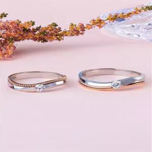1부 다이아 커플링 랩 그로운 투톤 웨이브 물결 14K 18K 예물 선물 기념일 반지