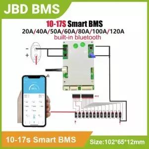 JBD 블루투스 스마트 BMS 10S17S 13S 14S 16S 배터리 보호 보드 36V 48V NMC LFP 20A 40A 50A 60A 80A 100A