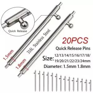 20pcs 퀵 릴리스 스트랩 핀 1.5 1.8mm 직경 스테인레스 스틸 스프링 바 금속