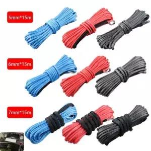 15m 5mm/6mm/7mm 5800lbs/7700lbs/9300lbs 윈치 로프 케이블 ATV/UTV 라인 교체 보호 슬리브