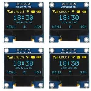 Y43A4Pcs 0.96 인치 OLED 디스플레이 스크린 모듈 I2C IIC 128X64 SSD1306 LCD 3.3V5V 파란색 노란색 32
