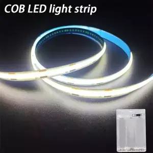 COB LED 조명 스트립 AA 배터리 3개로 작동(배터리 미) 4가지 색상(흰색/따뜻한 색상/분홍색/파란색)