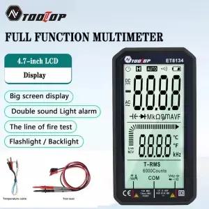 TOOLTOP ET8134 디지털 멀티미터 4.7인치 LCD 수동 및 자동 범위 조정 과부하 보호 정전용량 저항 온도