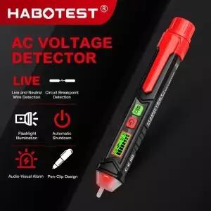 HABOTEST HT100 비접촉식 전압 감지기 이중 범위 AC 12V1000V/48V1000V 전기 테스터 LCD 화면 및 음향 기능