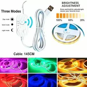 5V USB COB LED 스트립 라이트 모션 센서 조명 가능 스마트 인덕션 램프 침실 침대 옆 TV 백라이트 장식용