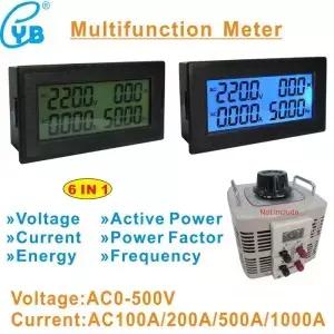 YB5141DM AC 0500V 단상 가변 전압계 100A 200A 500A LCD 디지털 볼트미터 암페어미터 전압 전류계 주파수