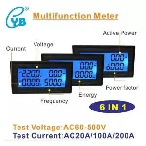 YB5140DM LCD 디지털 전압계 전류계 AC60500V 20A 100A 200A 전압 전류 측정기 역률 주파수 에너지 테스터