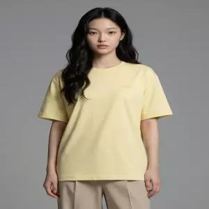 N265UTS909 수피마 세미오버핏 반팔 티셔츠 PALE YELLOW