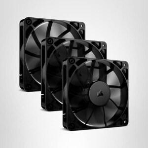 CORSAIR RS120 120mm PWM 팬 u2013 데이지 체인 연결 저소음 자석 돔 베어링 트리플 팩 블랙