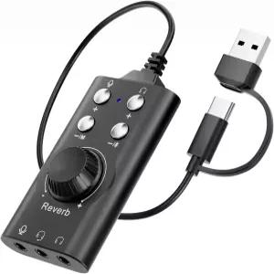 다중 음향 효과가 있는 Facmogu 음성 변환기 휴대용 USB 3.0 타입-C 3.5mm 잭 게임 PS4 Windows MacOS