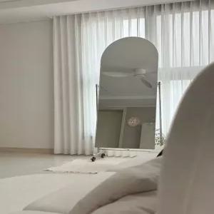 239709 우드레이 파츠 이동식 아치형 스틸프레임 전신거울 400/500/600/700/800 (비산방지필름)