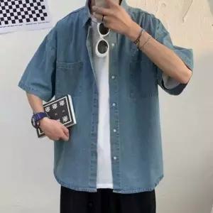 남성 데님 셔츠 반팔 청남방 연청 진청 캐주얼 남방 여름 데일리
