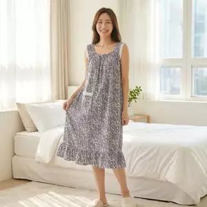 여자 여름 데일리 민소매 플라워 파자마 원피스