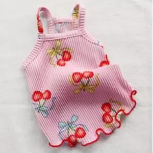 [반려] 강아지 체리 세로 주름 나시티 핑크 1P 여름 티셔츠 반려견여름옷