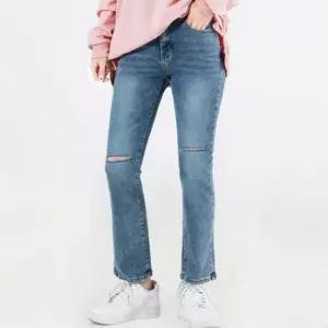 친절한탄씨 TBZ JJM-SS364 여자하이웨스트워싱일자스판청바지 스판팬츠 여자청바지 무릎절개 스키니