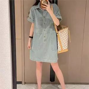 [하프클럽/셀럽하우스]루즈핏 여성 데님 원피스 데일리 데님 원피스 일자핏 셔츠 여름