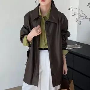 친절한탄씨 여성 가죽 코트 2컬러 레트로 시에나 벨트 자켓 간절기 라이더 RIDER08 가을자켓 여성아우터