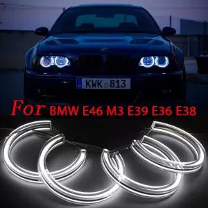 크리스탈 LED 천사 눈 BMW E46 M3 E38 E39 E36 크세논 헤드 라이트 튜닝 DTM 스타일 헤일로 링 DRL 조명 개