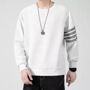 남성 간절기 심플한 맨투맨티 라인포인트 와플패턴