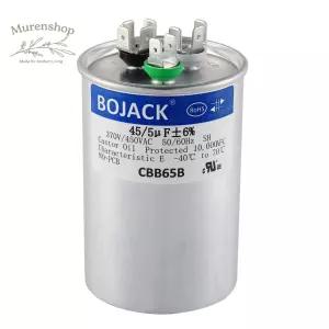 BOJACK 45+5 uF 45/5 MFD 6 370V/440VAC CBB65 듀얼 런 원형 시동 커패시터 AC 모터 또는 팬 스타트 콘덴서