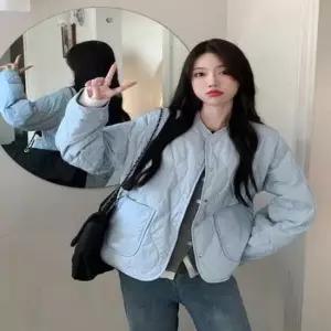 퀼팅패딩 루즈핏 물망울 무늬 라운드넥 가벼운 퀄팅 패딩 잠바