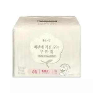 여성용품 좋은느낌 유기농 무표백 순면커버 맥시슬림 중형 16매