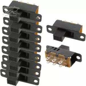 uxcell 10개 하이 노브 6핀 3위치 DPDT 패널 슬라이드 스위치 0.5A 50V DC